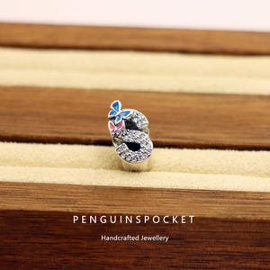 Abalorio de plata 925 con forma de letra, joyería artesanal, letra S, abalorio de mariposa Haoshi, regalo hecho a mano, compatible con Pandora