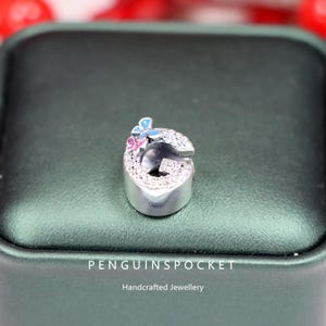 Abalorio de plata 925 con forma de letra G, joyería artesanal, abalorio de mariposa Haoshi, regalo hecho a mano, compatible con Pandora