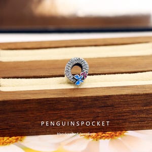 Abalorio de plata 925 con forma de letra O, joyería artesanal, abalorio de mariposa Haoshi, regalo hecho a mano, compatible con Pandora