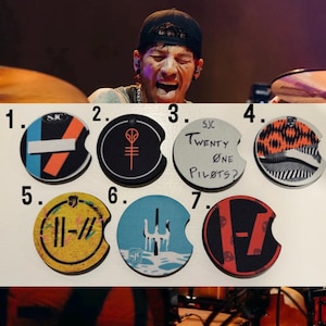 Twenty One Pilots Josh Dun Drum Head Car Coasters (pacote com 2)