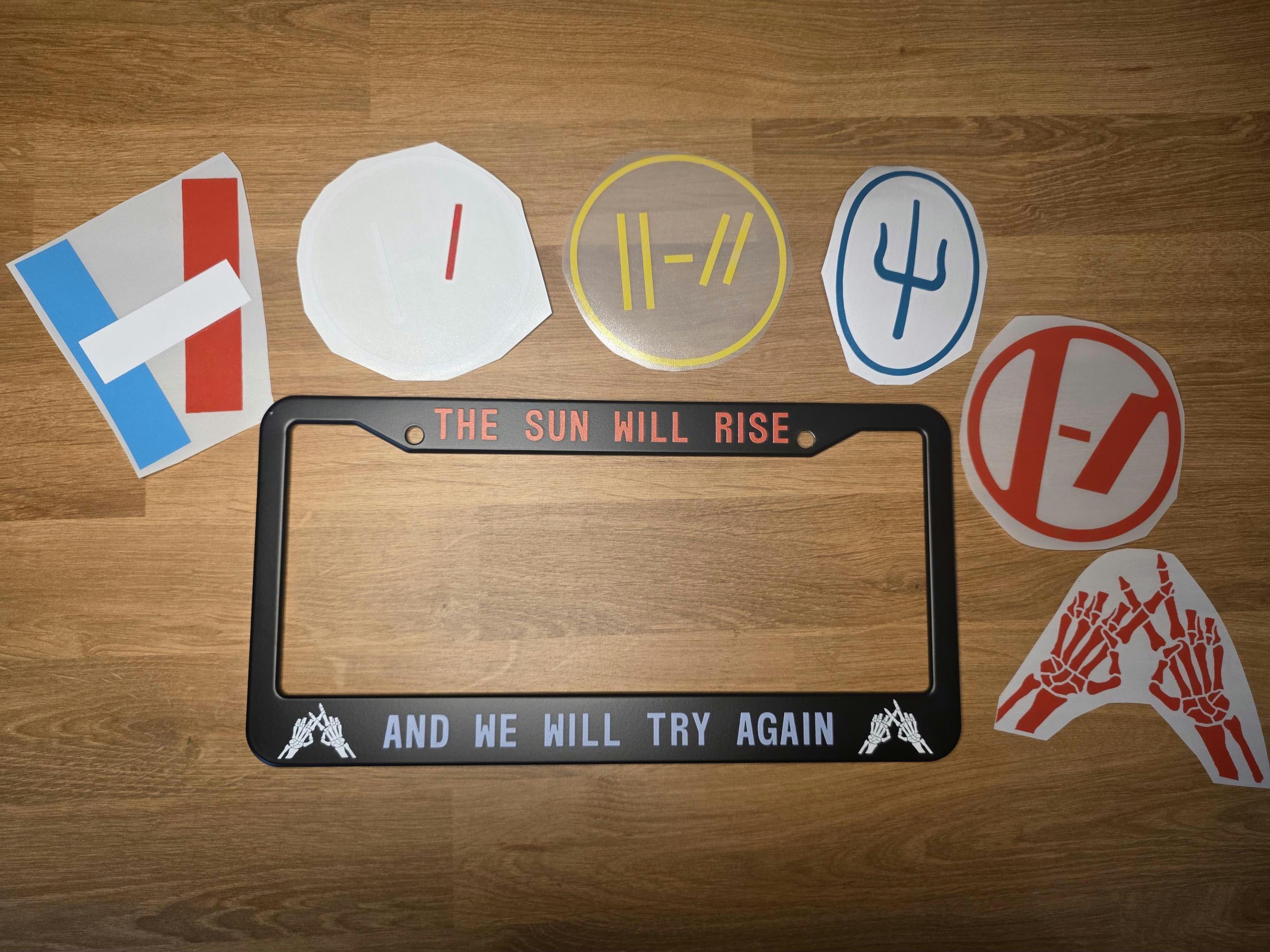 Twenty One Pilots License Plate Frame With Logo Decals Bundle