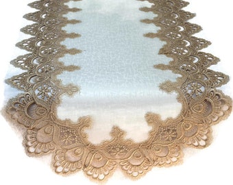 Mantel Scarf with Christmas Silver Bells Doily Doily Boutique Table Runner 