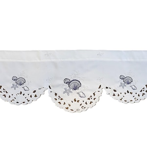 Blue Seashell Coastal Beach Embroidered Mantel Scarf