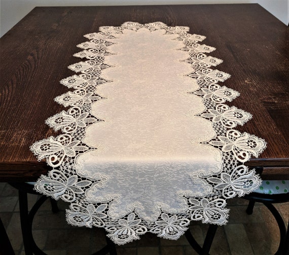 Vintage Lace Table Runner, Placemat or Doily on Ivory Fabric Various Sizes - Etsy Vintage Lace Table Runner, Placemat or Doily on Ivory Fabric Various Sizes - Etsy