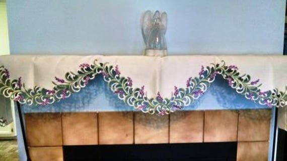Fireplace Mantel Scarf With Lavender And Lilac Flowers On Etsy