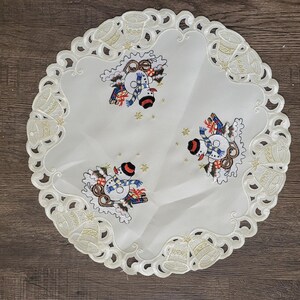Weihnachtlicher Tischläufer oder Tischset mit Schneemann auf Ivory Stoff Verschiedene Größen Bild 10