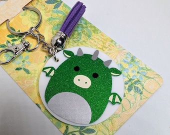 Sparkly Green Dragon Squish Keychain