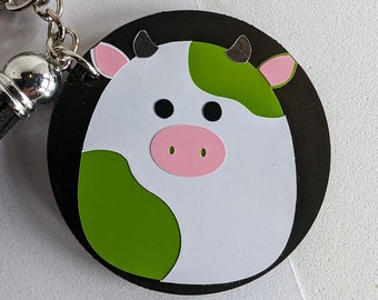 Green Cow Squish Keychain