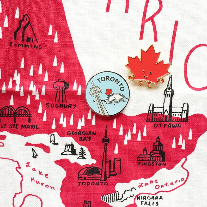 Maple Leaf Enamel Pin red toronto ontario canada cute Etsy