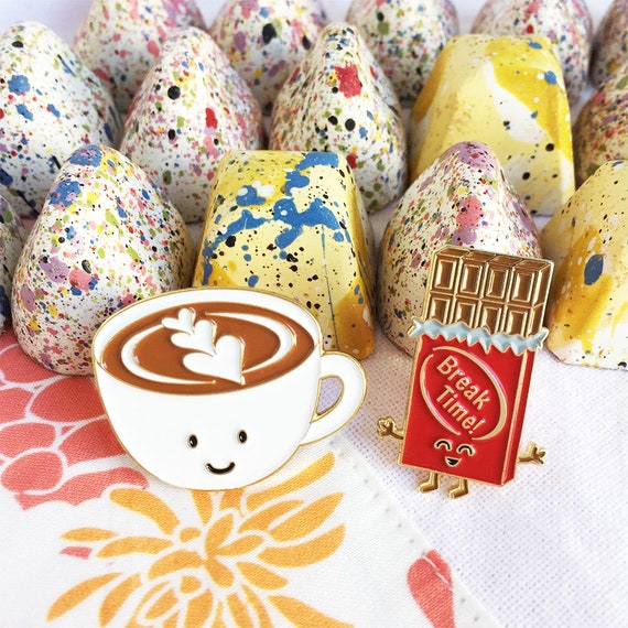Caffe Latte Enamel Pin cute cartoon coffee tea drink cup lapel Caffe Latte Enamel Pin cute cartoon coffee tea drink cup lapel