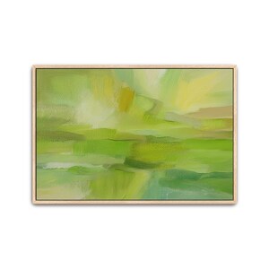 Abstract Hand Painted Green Art, Lime Green Painting, Olive Green Textured Large Artwork Wall Art, Beige Tan Green Framed Canvas Wall Decor