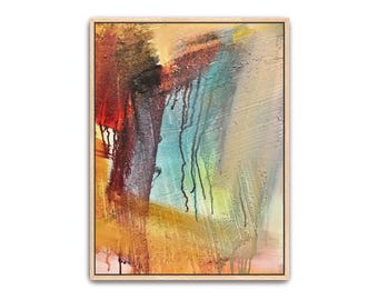 Textured Abstract Painting: Hand Painted Framed Canvas Wall Art