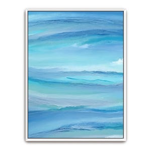 Hand Painted Abstract Coastal Canvas Art: Blue Ocean Waves