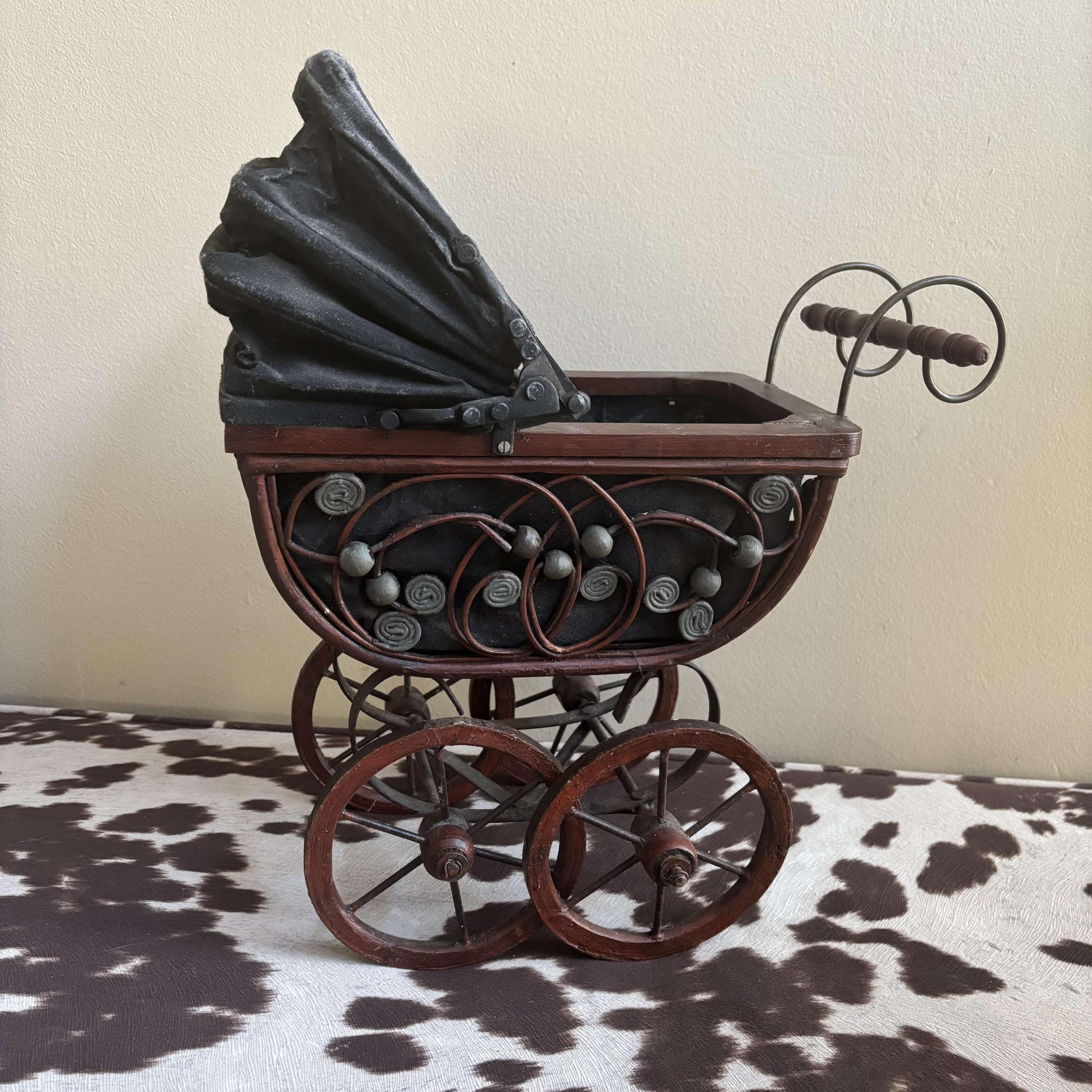 Victorian Style Baby Doll Stroller Carriage - Black Gothic