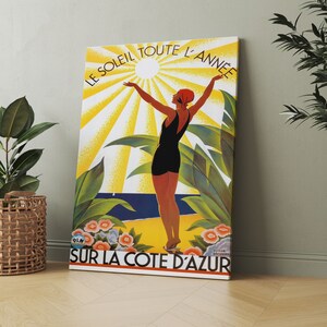 Le Soleil Toute L'Annee Sur La Cote d'Azur Vintage Travel Poster - Cartel de la Riviera Francesa, Decoración de la sala de estar, Envío gratuito