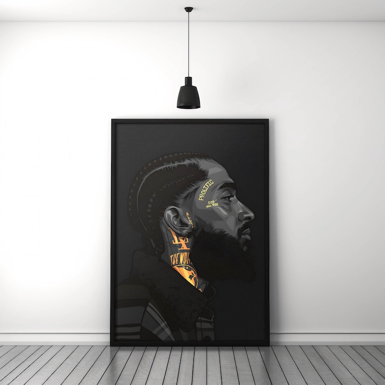 Nipsey Hussle Poster, Hip Hop Wall Art, Rap King Canvas, Urban Art