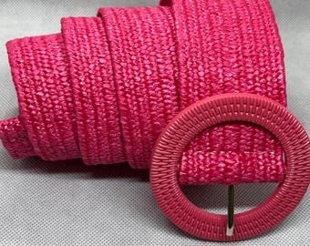 80s Charmant Magenta Waist Belt | Fuchsia Stretch Pink Cinch  display picture 1