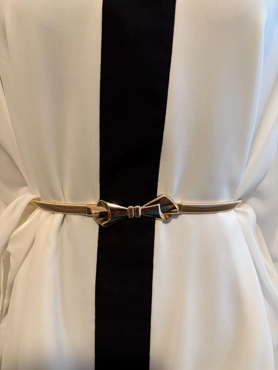 Gold, Elastic, Women's Belt: Vintage Style Woven Waist Accessory