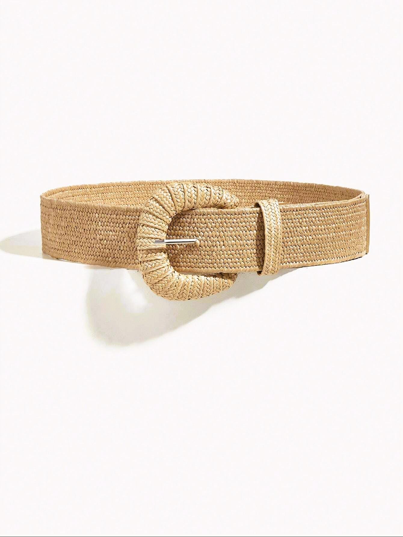 Brown Boho Woven Raffia Belt: Women display picture 1