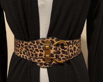 Classic Vintage Leopard Print Wide Waist Belt – Elastic  display picture 1