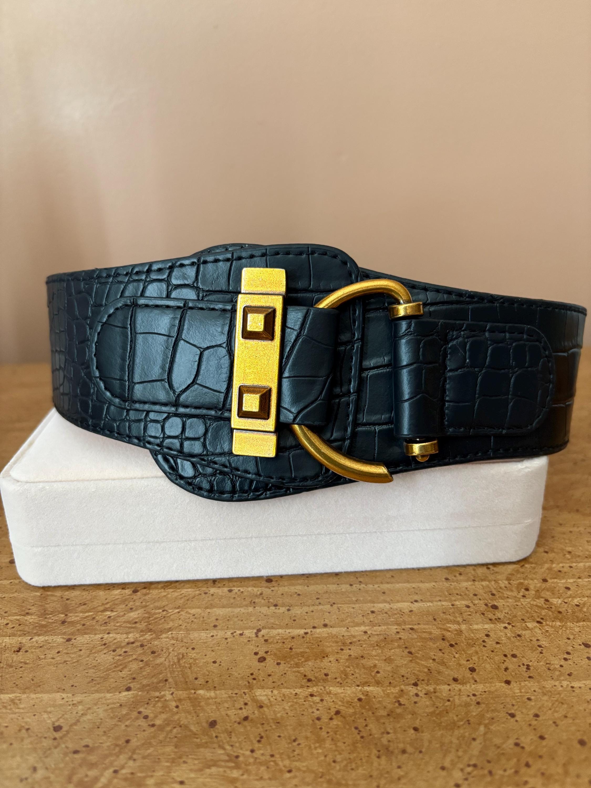 Classic Vintage Leopard Print Wide Waist Belt – Elastic 