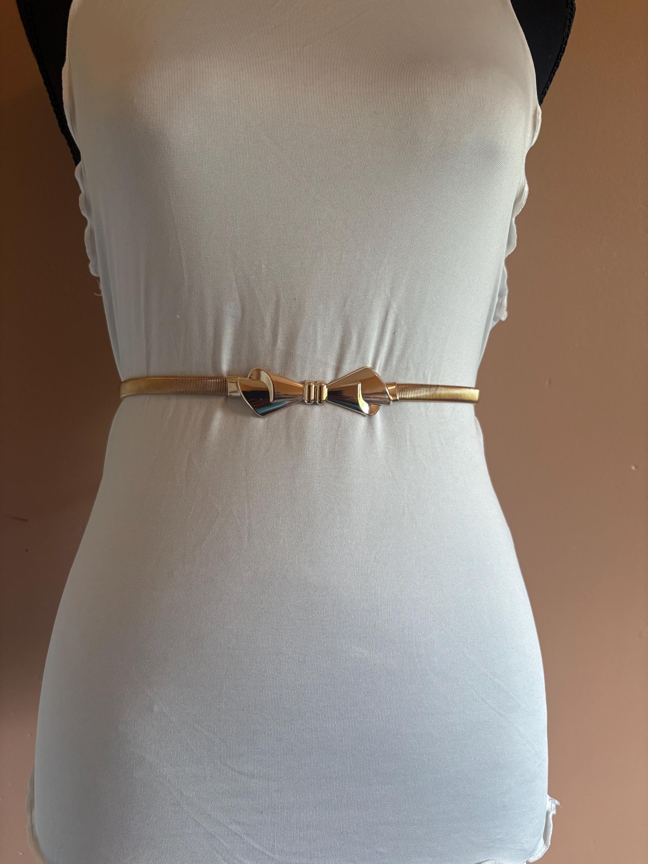 Gold Wide Elastic Waist Belt Vintage Chic Elegant Wedding Party Accessory Gold, Elastic, Women main image 4