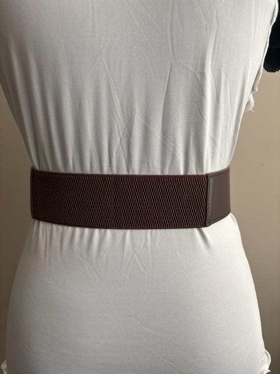 1313 Wide Elastic Stretch Vintage Antique Retro Buckle Belt (brown Women Stretchy Belt for Dresses Vintage Elastic Wide Waist  main image 2