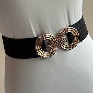 Black Elastic Stretch Belt: Woven Round Buckle, Women&#39;s Fashion