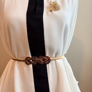Gold, Elastic, Women's Belt: Vintage Style Woven Waist Accessory Style B