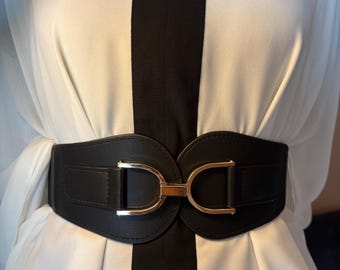 Vintage Wide Braided Double Buckle Cinch Waist Belt Black Leather Edgy Biker 80s 1980s Cinch Belt - Etsy main image 3