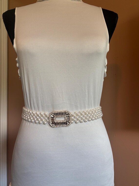 Elegant Pearl Belt for Women – Rhinestone Buckle Bridal  display picture 1