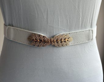 White Wide Stretch Elastic Belt White Buckle Clasp - Etsy display picture 1