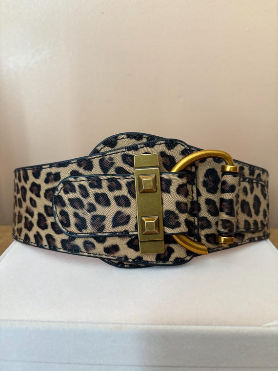 Classic Vintage Leopard Print Wide Waist Belt – Elastic  display picture 1