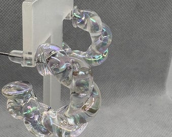 Chunky Clear Hoop Earrings: Transparent Acrylic Resin, Mid-Century Style