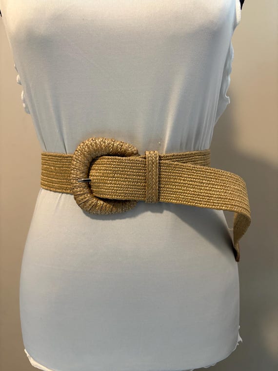 Brown Boho Woven Raffia Belt: Women