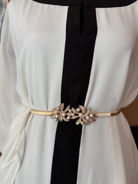 Elegant Gold and Pearl belt Sash - Elegant Crystal and Pearl Bridal Belt Sash in Gold  main image 3