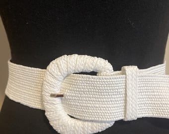 VINTAGE 80s 90s off White WOVEN Braided Leather Hippie Boho  display picture 3