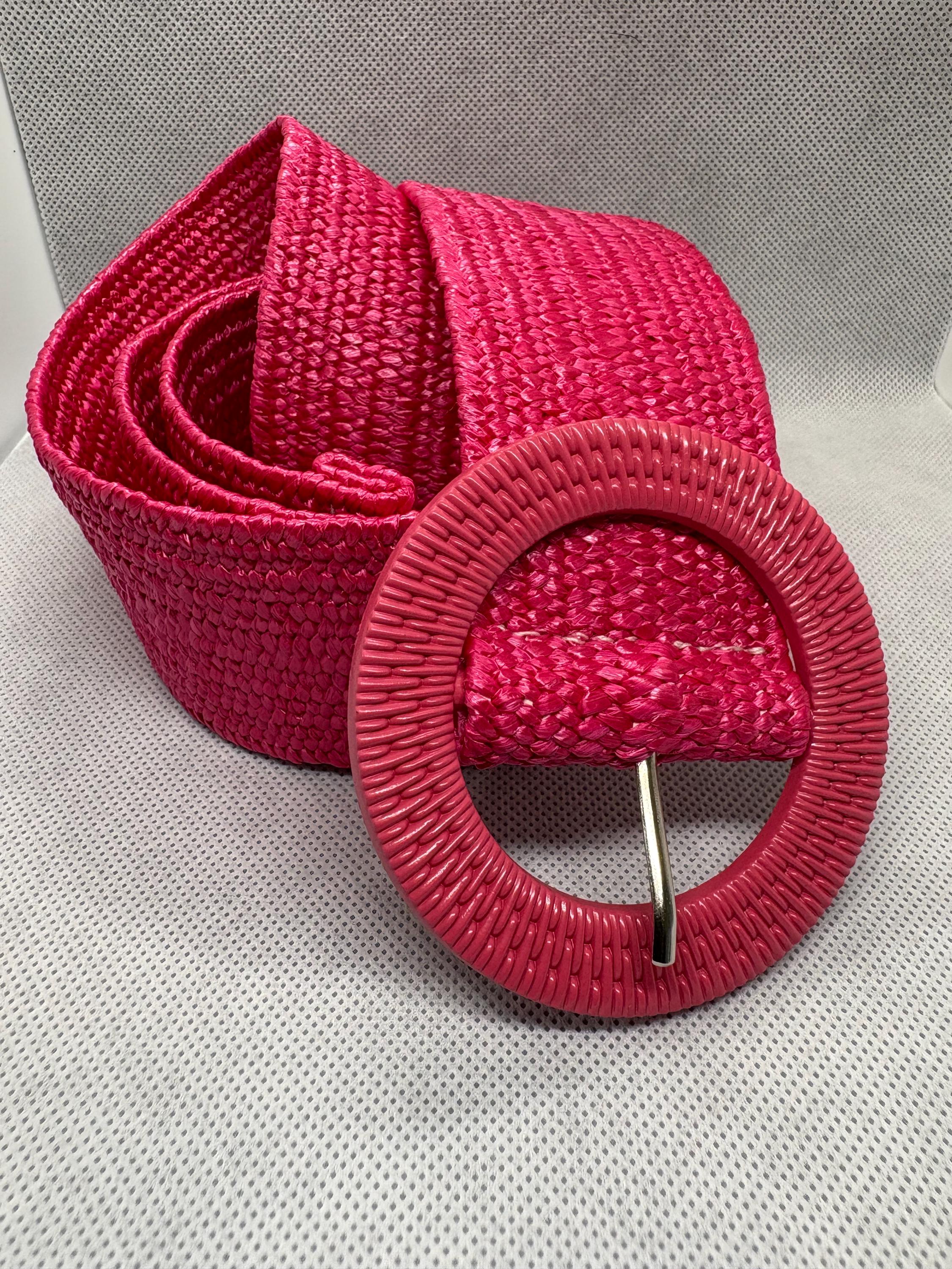 Elegant Straw Elastic Raffia Belt for Women, Round Buckle, Suitable for ...