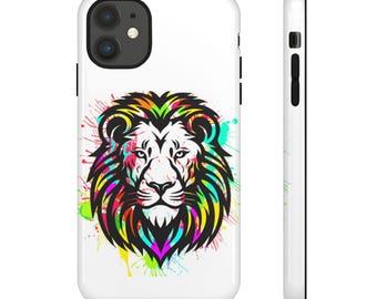 Funda para teléfono con diseño de león vibrante, colorida y protectora, resistente para amantes de los teléfonos, regalo único de cumpleaños, accesorio de estilo salvaje.