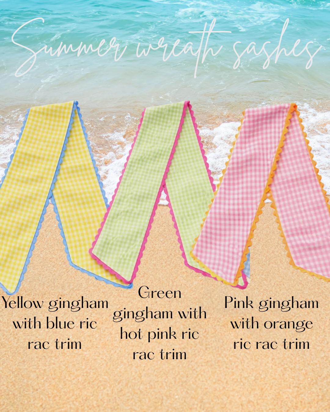 Summer Gingham Wreath Sash With Ric Rac Trim - Etsy