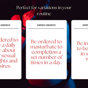 Submissive Task Cards BDSM Card Game Kinky Couple Game Dominant & Submissive Submissive Assignments Erotic Task Cards BDSM Relationship Kinky Task Cards Adult Card Game Intimacy Game for Couples Dom Sub Card Game Sex game Fetish Game Cards Kinky game