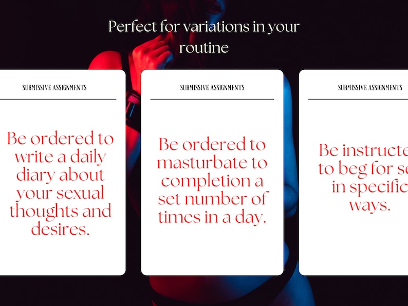 Submissive Task Cards BDSM Card Game Kinky Couple Game Dominant & Submissive Submissive Assignments Erotic Task Cards BDSM Relationship Kinky Task Cards Adult Card Game Intimacy Game for Couples Dom Sub Card Game Sex game Fetish Game Cards Kinky game