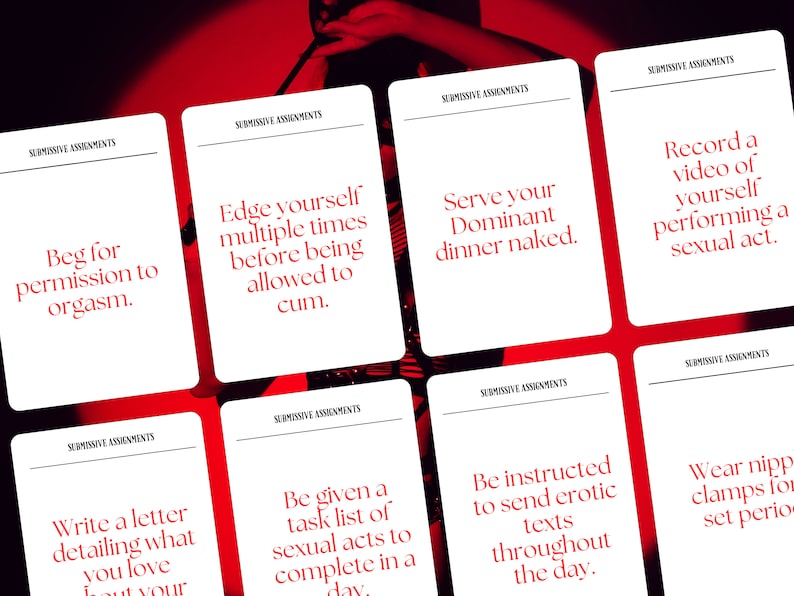 Submissive Task Cards BDSM Card Game Kinky Couple Game Dominant & Submissive Submissive Assignments Erotic Task Cards BDSM Relationship Kinky Task Cards Adult Card Game Intimacy Game for Couples Dom Sub Card Game Sex game Fetish Game Cards Kinky game