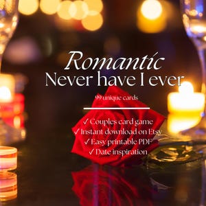 Romantisch Never Have I Ever-spel voor stellen Leuk afspraakje-avond Meisjesavond Activiteit Intieme relatie en communicatie Kaartspel Afdrukbaar