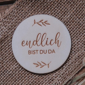 Meilensteinkarte Baby, Endlich bist du da, Meilenstein aus Holz, Geschenk zur Geburt, Schwangerschaft, Babyparty