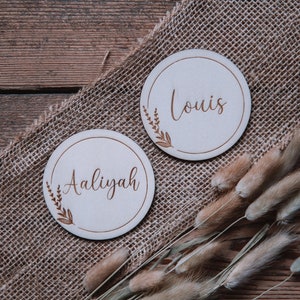 Meilensteinkarte Baby personalisiert mit Name, Meilenstein aus Holz, Geschenk zur Geburt, Schwangerschaft, Babyparty