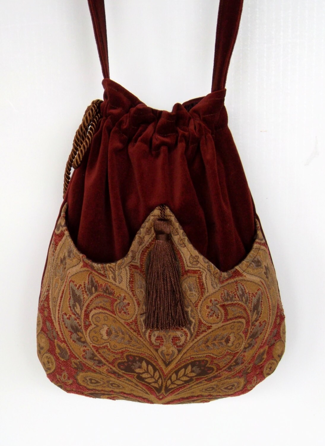 Rust Velvet Pocket Bag Boho Bag Tapestry Crossbody Purse | Etsy