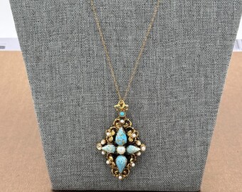 Pendentif Vintage Avec Perles Et Strass - Bijou Ancien Et Charmant Pour Collection Ou Look Rétro
