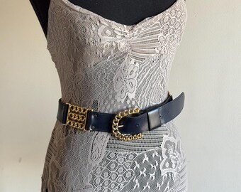 Vintage 80s Gold Tone Oval Link Chain Belt With Multi Strand  display picture 2