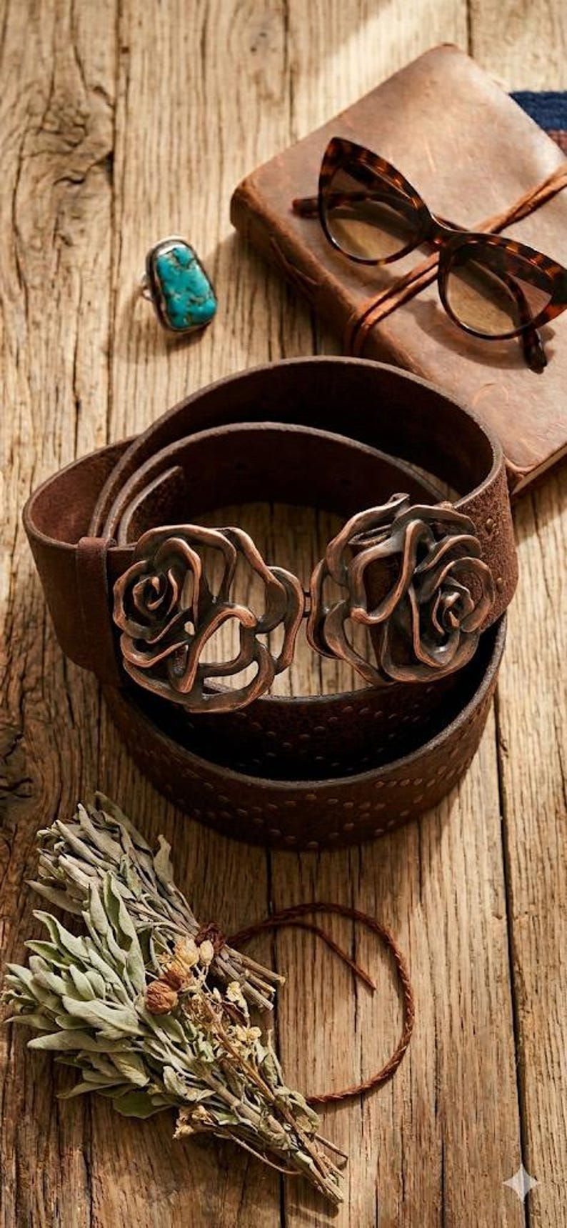 BCBG Max Azria Sculptural Rose Belt | Wide Leather Waist & Hip Cinch